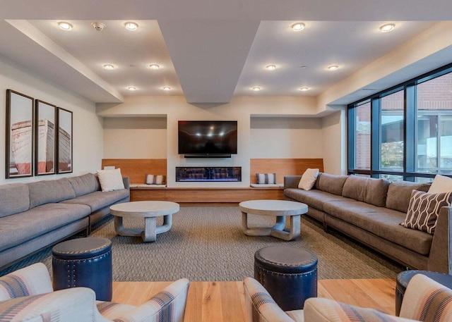 living room with wood finished floors