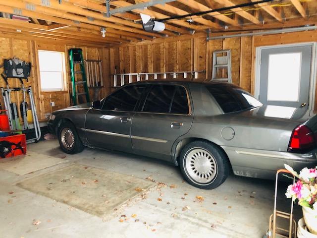 garage with a garage door opener