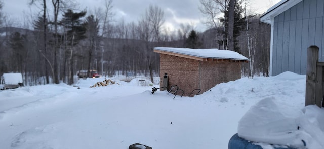 view of yard covered in snow