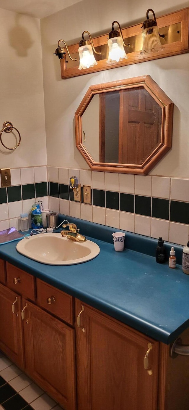 bathroom featuring vanity and tile patterned flooring