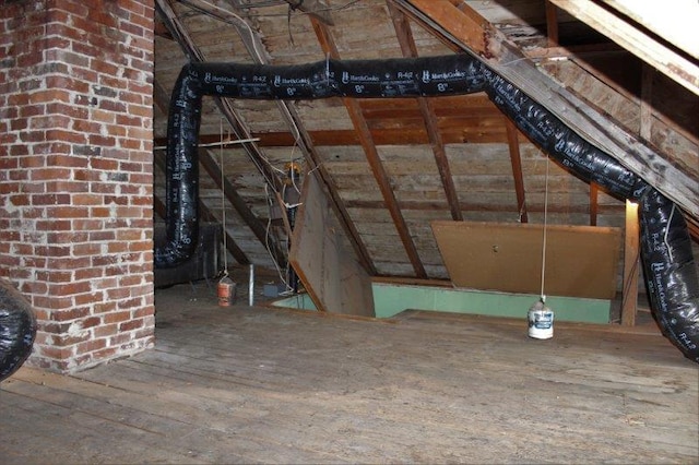 view of unfinished attic