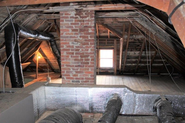 view of unfinished attic