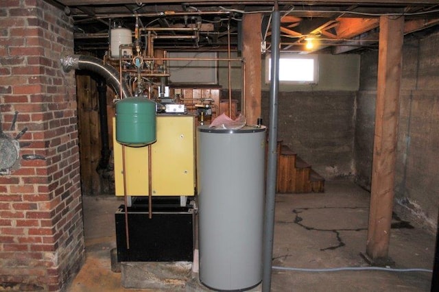 utility room with water heater