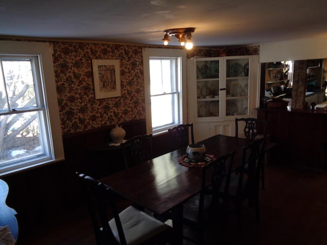 dining room featuring wallpapered walls