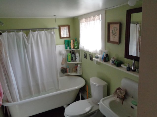 full bathroom featuring toilet and shower / bath combo