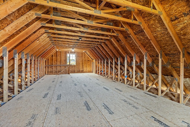 view of unfinished attic