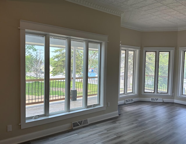 unfurnished room with dark hardwood / wood-style floors and a healthy amount of sunlight