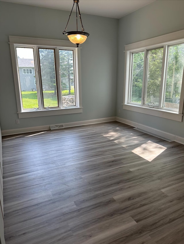 empty room featuring dark hardwood / wood-style floors