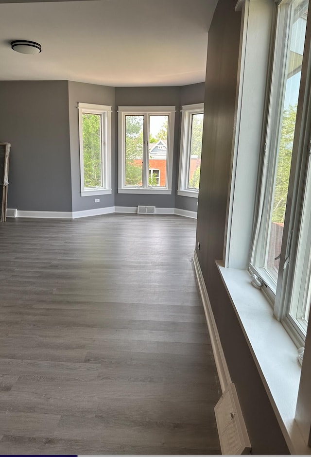 interior space with dark hardwood / wood-style flooring