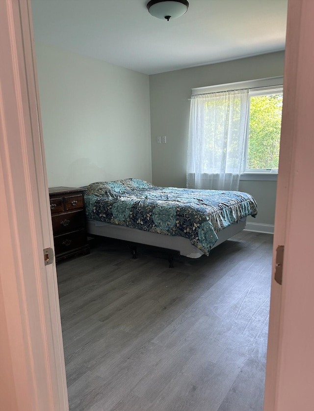 bedroom featuring dark hardwood / wood-style flooring