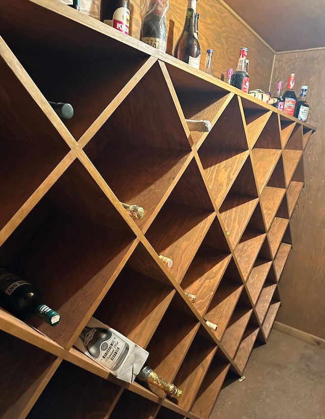 wine cellar with concrete flooring