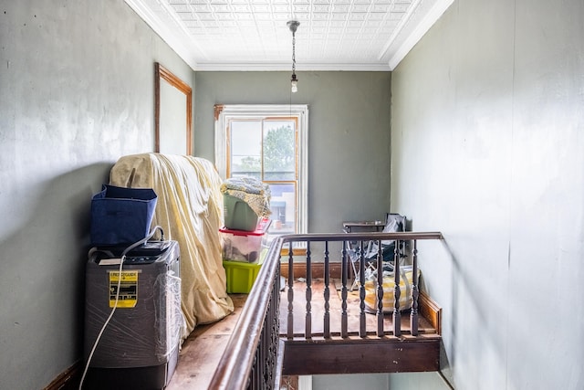 game room featuring crown molding