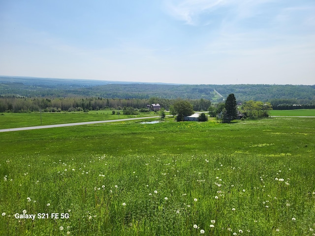 view of home's community with a rural view and a lawn