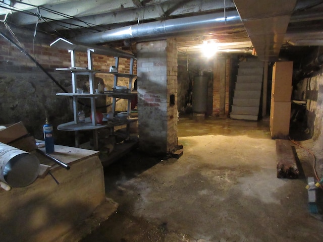 basement with water heater