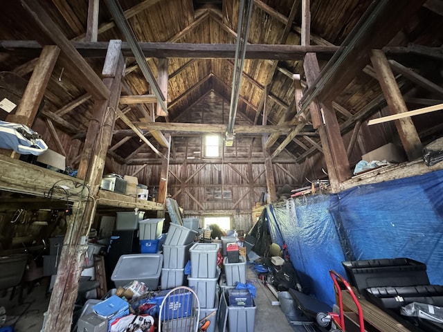 view of unfinished attic