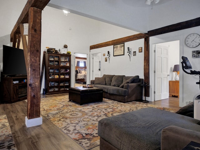 living room with hardwood / wood-style flooring