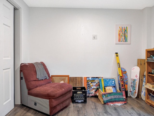 sitting room featuring wood-type flooring