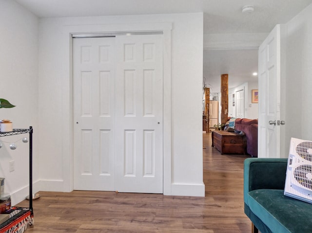 interior space with hardwood / wood-style floors