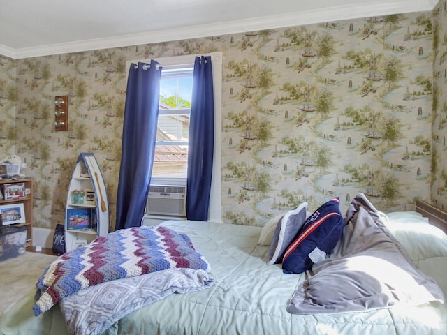 bedroom featuring ornamental molding