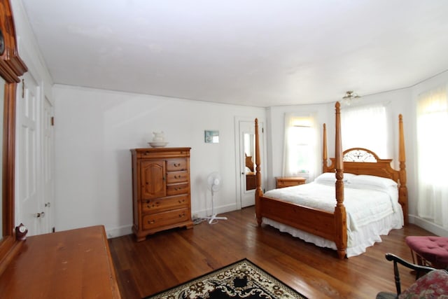 bedroom featuring dark hardwood / wood-style floors