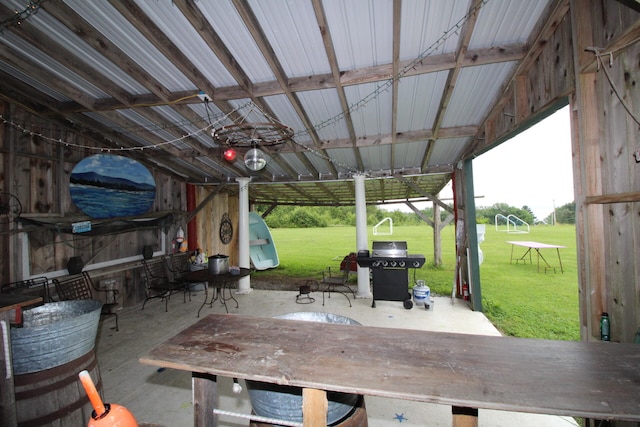 view of patio featuring a grill