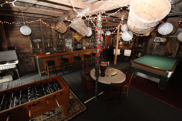 interior space featuring pool table and bar