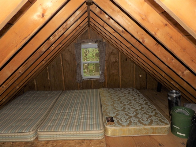 view of unfinished attic