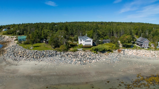 aerial view with a wooded view