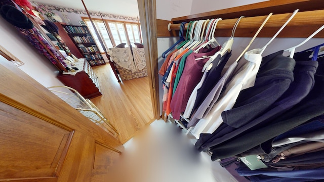 walk in closet featuring wood finished floors