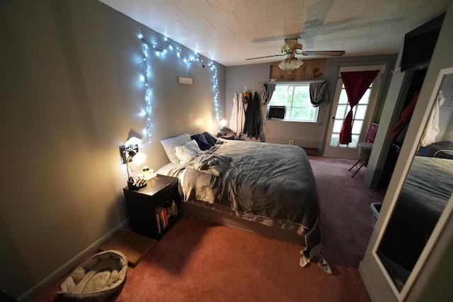 bedroom with carpet flooring and ceiling fan