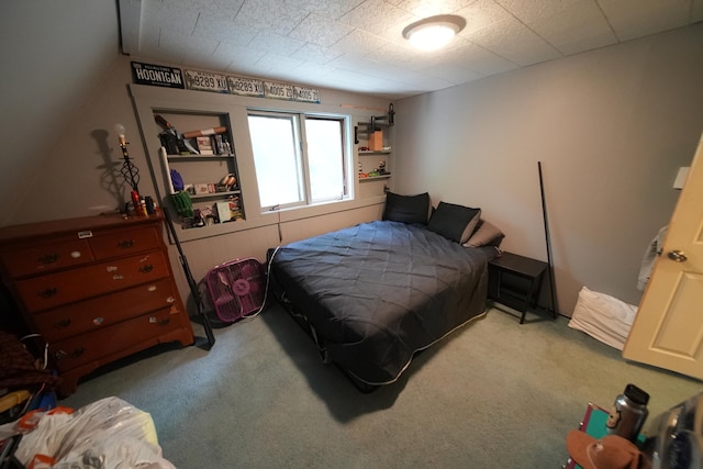 bedroom featuring light colored carpet