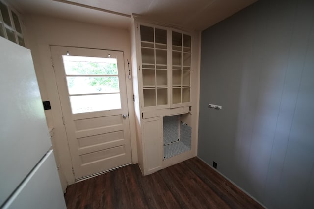 doorway to outside with dark wood-type flooring