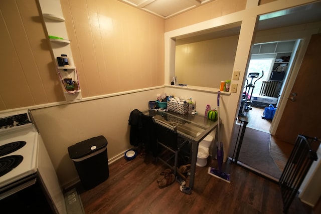 interior space with dark wood-type flooring