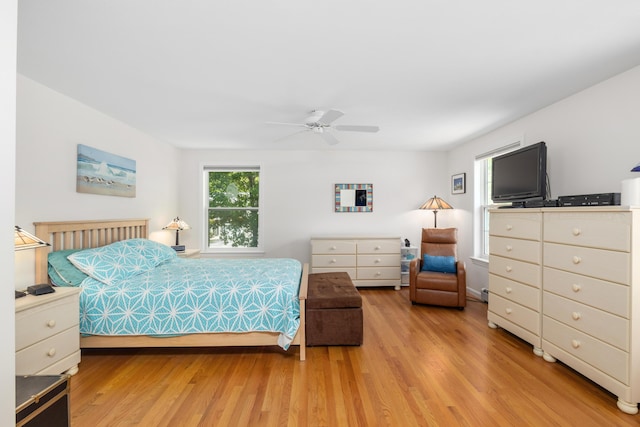 76 Heritage Dr Unit 5, Wells, ME 04090 - bedroom with light wood-style flooring and a ceiling fan