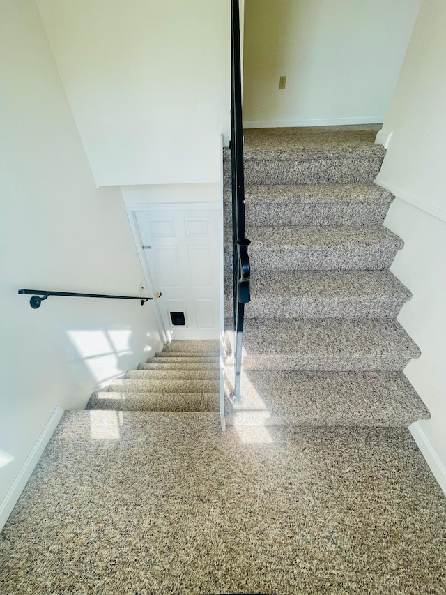 stairway with carpet floors