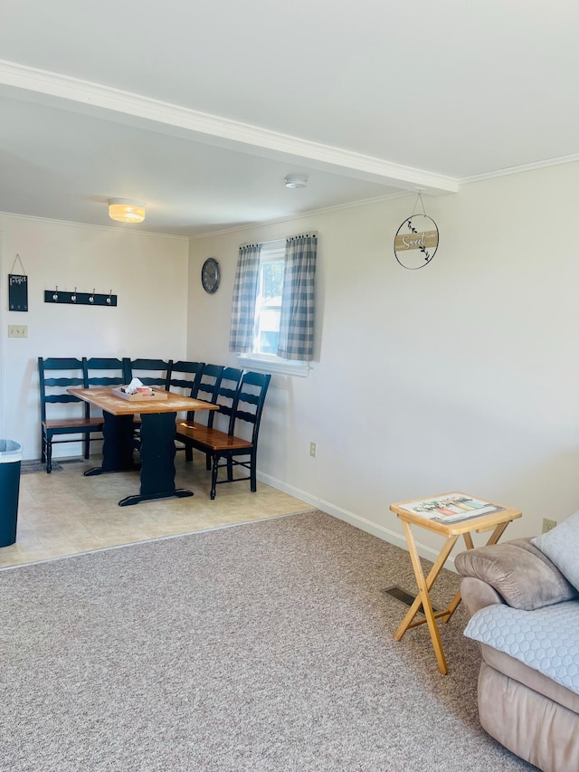 view of carpeted dining area