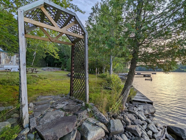 32 N Mud Cove Rd, Lily Bay Twp, ME 04441 - view of yard featuring a boat dock