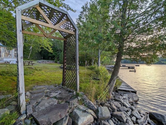 view of yard featuring a boat dock