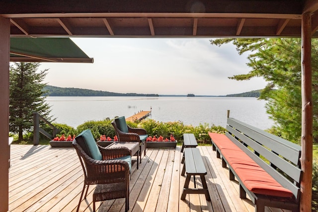 228 Starbird Ln, Rome, ME 04963 - wooden deck featuring a water view