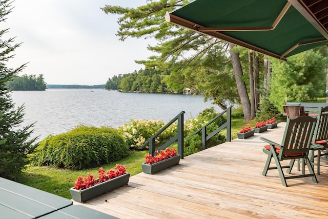 228 Starbird Ln, Rome, ME 04963 - wooden terrace featuring a water view