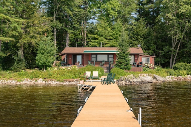228 Starbird Ln, Rome, ME 04963 - dock area featuring a deck with water view