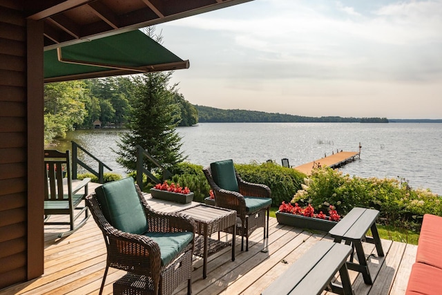 228 Starbird Ln, Rome, ME 04963 - deck featuring a water view and a dock