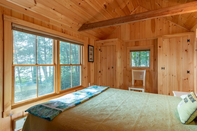 228 Starbird Ln, Rome, ME 04963 - bedroom with wood walls and wood ceiling