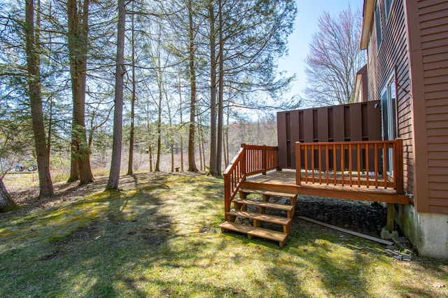 view of yard with a deck