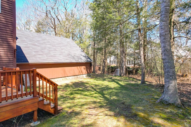 view of yard featuring a deck