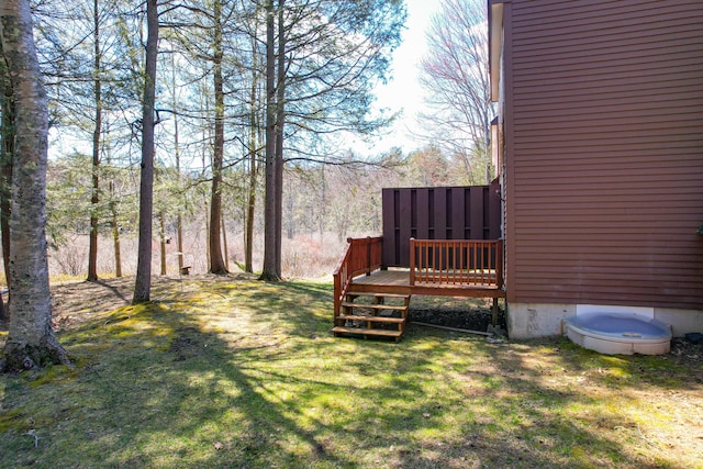 view of yard with a deck