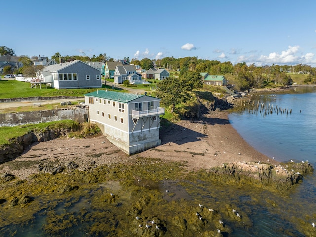 exterior space featuring a water view