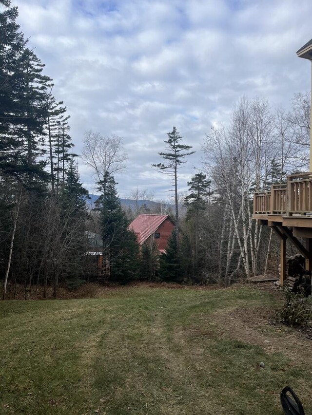 view of yard with a wooden deck