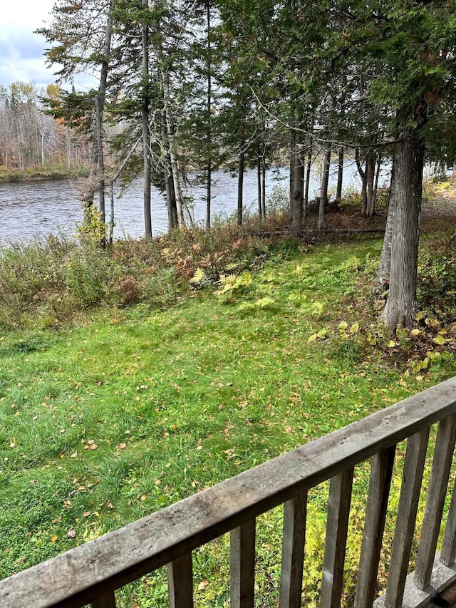 view of yard with a water view