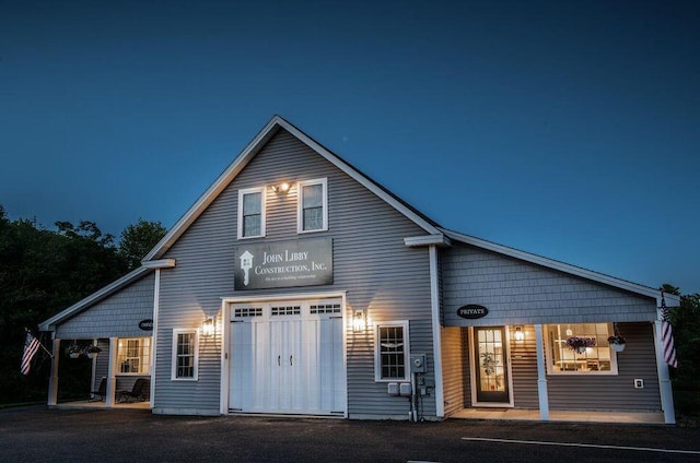 exterior space with a garage